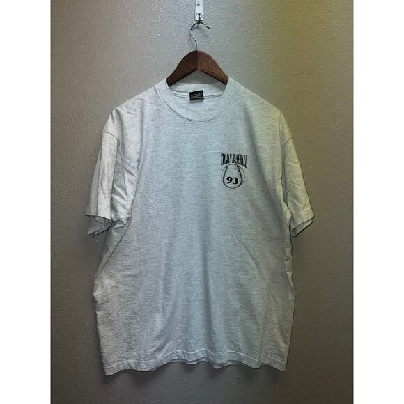 Vintage Baseball Shirt Trojan Baseball Fever Catch It Sports Graphic Gray Tee XL - Picture 2 of 8